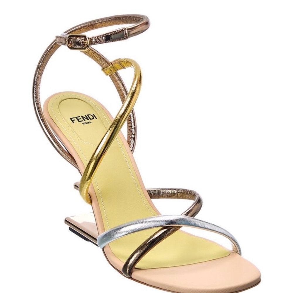Fendi Gold and Silver Strappy Sandals